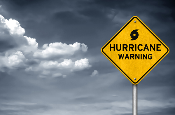 Hurricane warning road sign