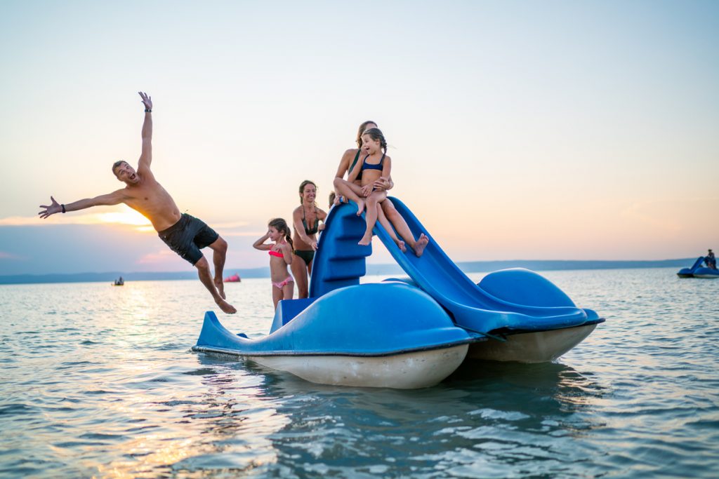 family having fun in Lake Conroe